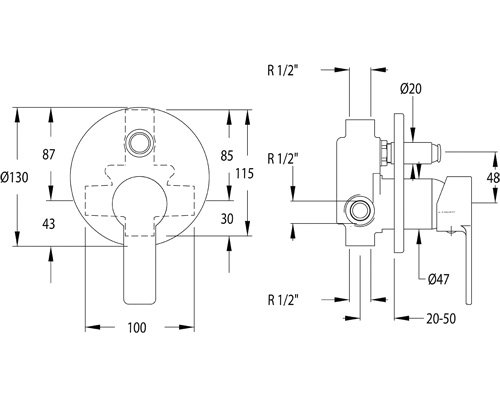 Shirleen Single Concealed Diverter Shower Valve