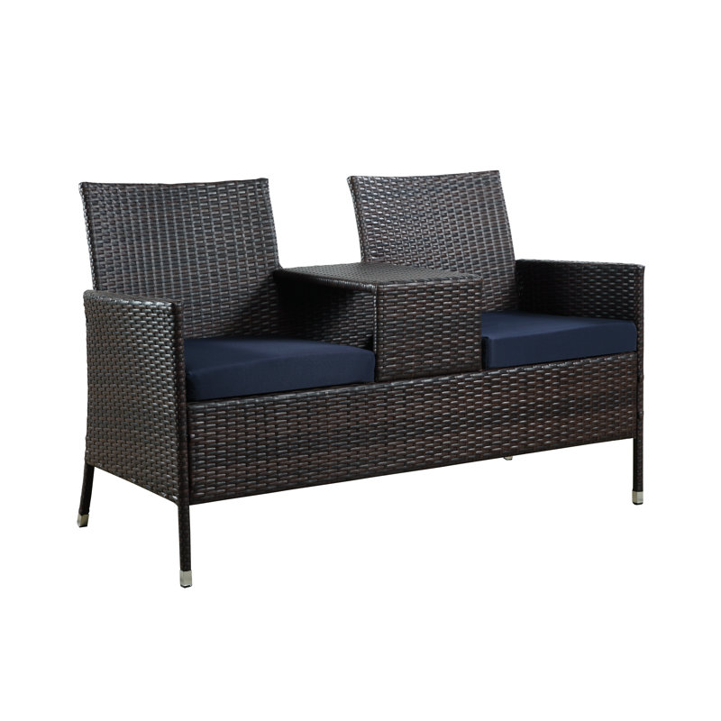 Banc tête-à-tête en acier et résine Spradley, Brun