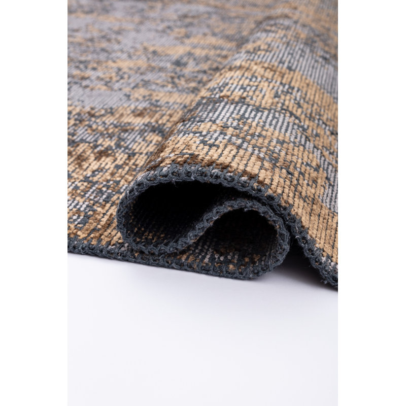 Rapture Gray Brown Damask Luxury Area Rug, Rectangle 7'10" x 9'10"