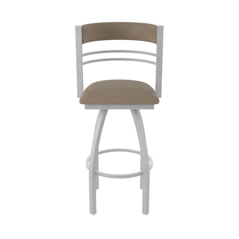 Hunter Swivel Stool, Nickel anodisé, Vinyle - Terre Canter, Tabouret de bar (siège d'une hauteur de 36 po)