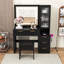 Bureau de coiffeuse avec miroir, lumières, station de charge et 5 tiroirs