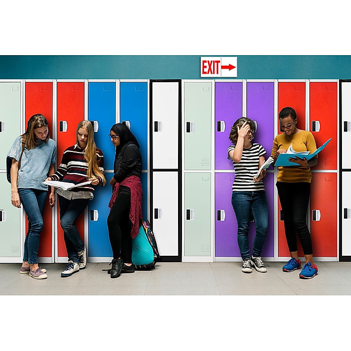 72-Inch Black and White Steel Office Storage Locker with Adjustable Shelving