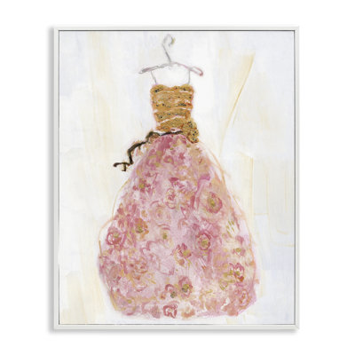 Classy Posh Pink Ball Gown Framed Giclee, design by Sally Swatland
