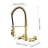 Wall Mounted Bridge Kitchen Faucet Gold - 360 Rotatable High Spout, 3 Functions Pull Down Nozzle, Dual Lever Control, Space Saving, Brass For Hygiene
