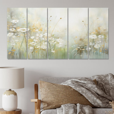 «Green Beige Serene Meadows II» sur toile, reproduction de 5 pièces