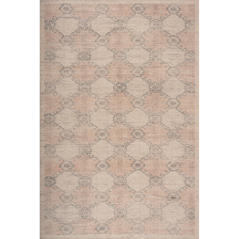  Brinelle Traditional Diamond Indoor Washable Area Rug, Orange, Rectangle 9' x 12'