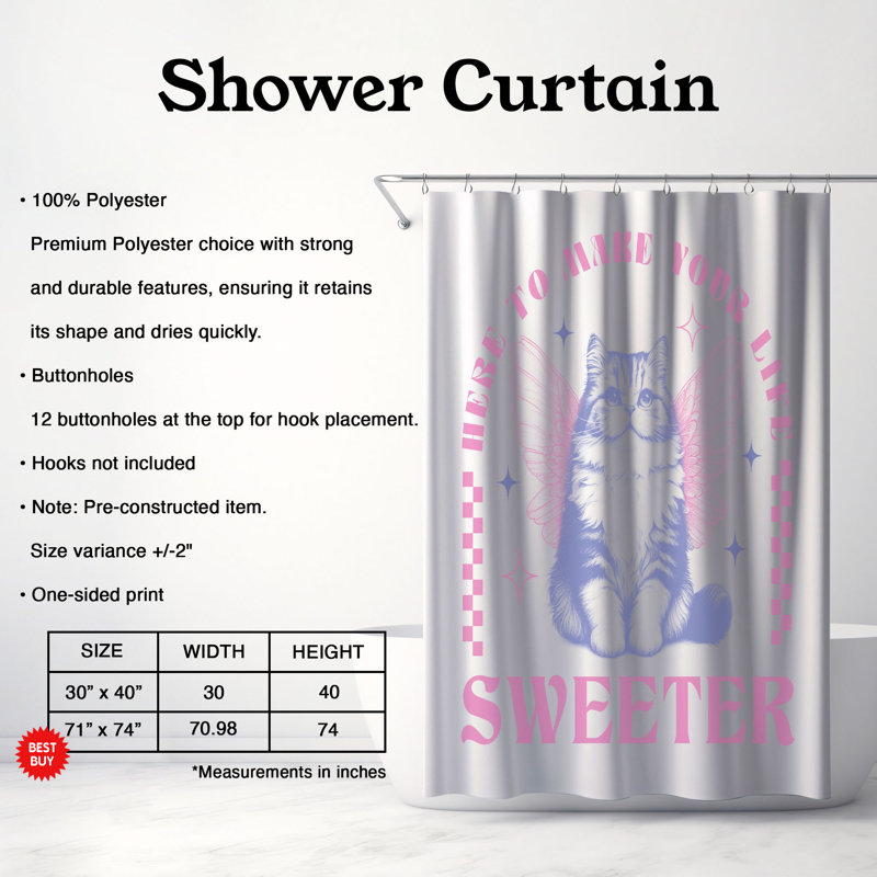 Schunemunk Shower Curtain, 74"H x 71"W