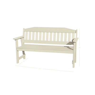 All Weather Outdoor Bench - Poly Furniture Garden Bench with Back