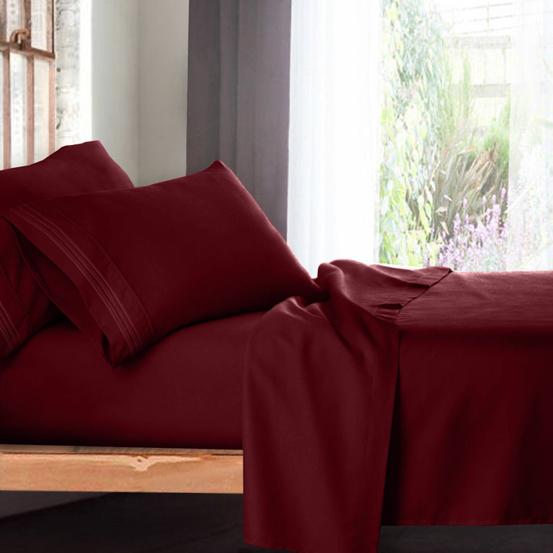 Ensemble de draps Setaluna, Simple, Bourgogne / rouge
