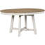 Farmhouse Round Extendable Dining Table with 16" Leaf Wood Kitchen Table (Oak Natural Wood + Antique White)-133525994