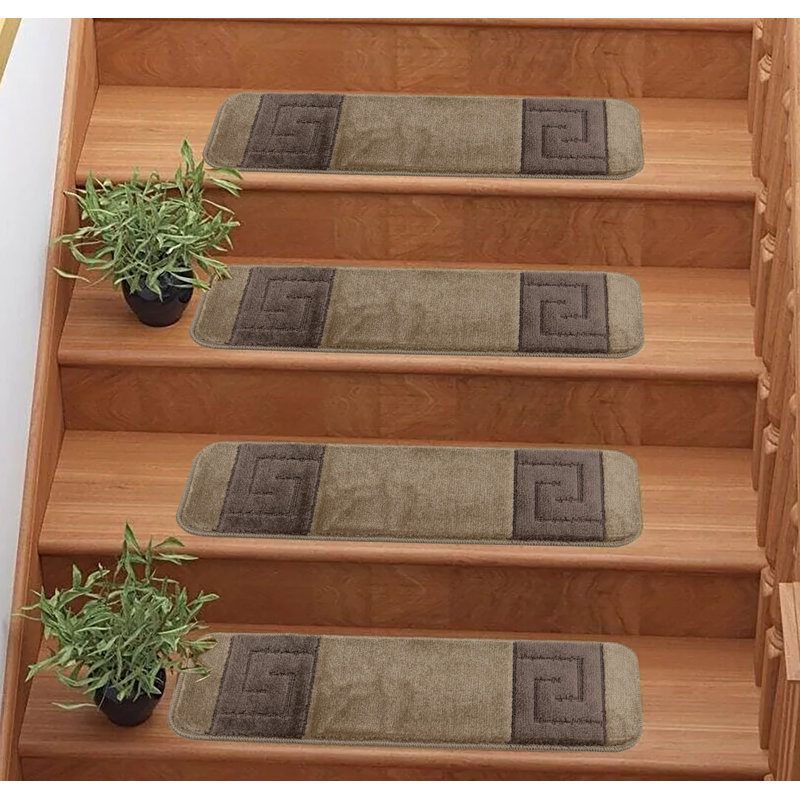 Tapis d'escalier en latex lavable antidérapant, Beige