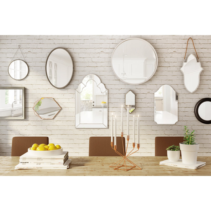Dunigan Metal Wall Mirror, Brushed Nickel