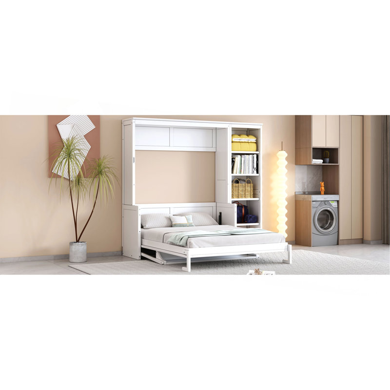 Lit escamotable avec bureau et bibliothèque Murphy, Full, White