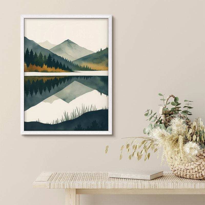 Reproduction d'art paysage encadrée pour la nature, H 14 po x l 11 po, Blanc