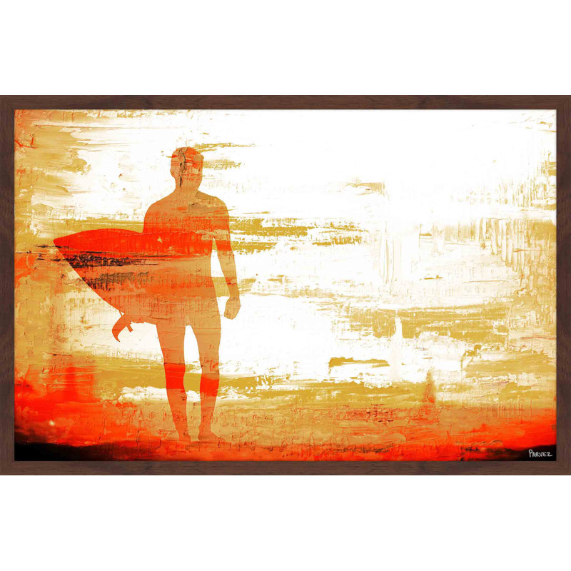 « Crépuscule rouge surf »-reproduction de peinture encadrée sur papier, H 20 po x l 30 po x P 1,5 po