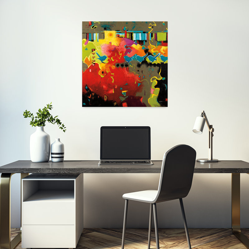 Art abstrait contemporain avec touches de piano, H 18 po x l 18 po