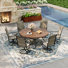 Aluminum Patio Dining Set with 53" Aluminum Round Dining Table and 6 PVC-coated polyester Swivel Chairs