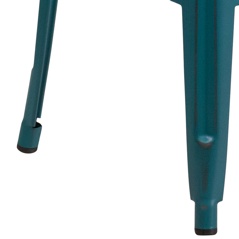 Kai Industrial Style Bar Stool - Set of 4 - Modern Metal Counter or Bar Height, Kelly Blue, Counter Stool (24" Seat Height)