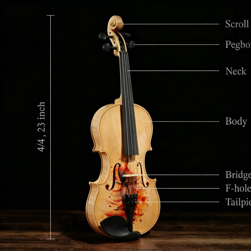 Professional 4/4 Full-Size Violin - Premium Sound, Durable & Lightweight Design with Complete Accessories, Exquisite Handcrafted Finish, Ideal Unique Gift for Musicians