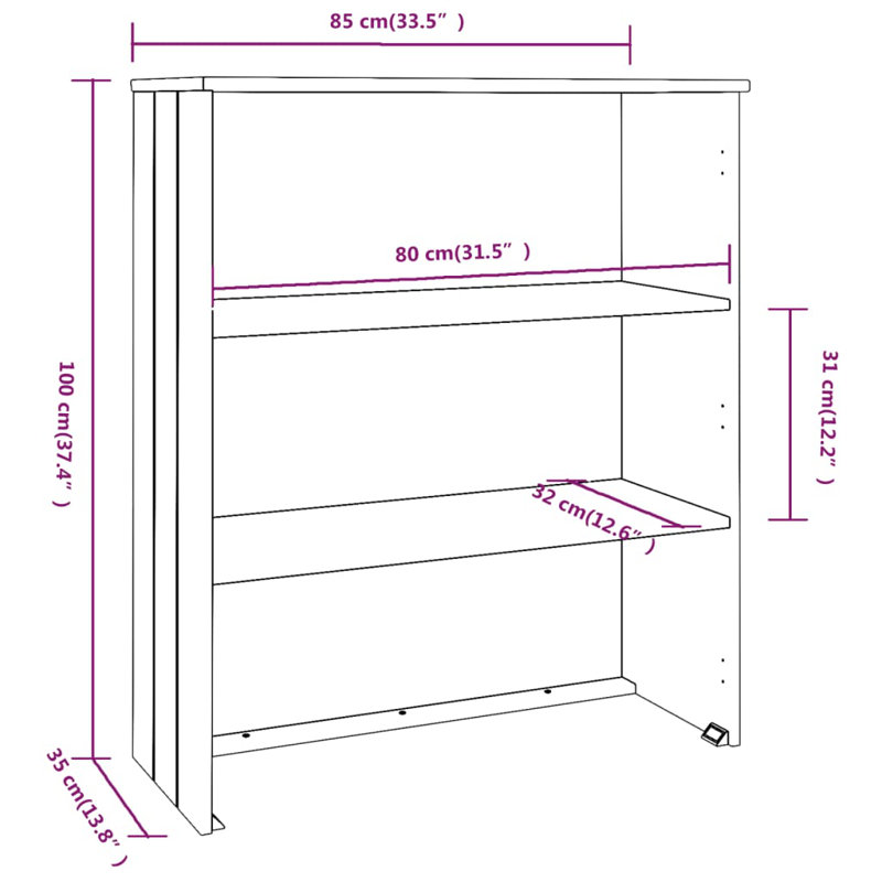Hagensee 85cm Solid Wood Sideboard, Light Grey