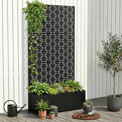 Metal Raised Garden Bed with Trellis, Garden Box for Vegetables and Flowers, Trellis Planter Box for Climbing Plants and Vines, Galvanized Raised Garden Bed