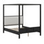 Lit plateforme à baldaquin en bois avec tête de lit tapissier, aucun sommier nécessaire-130569635-130569636