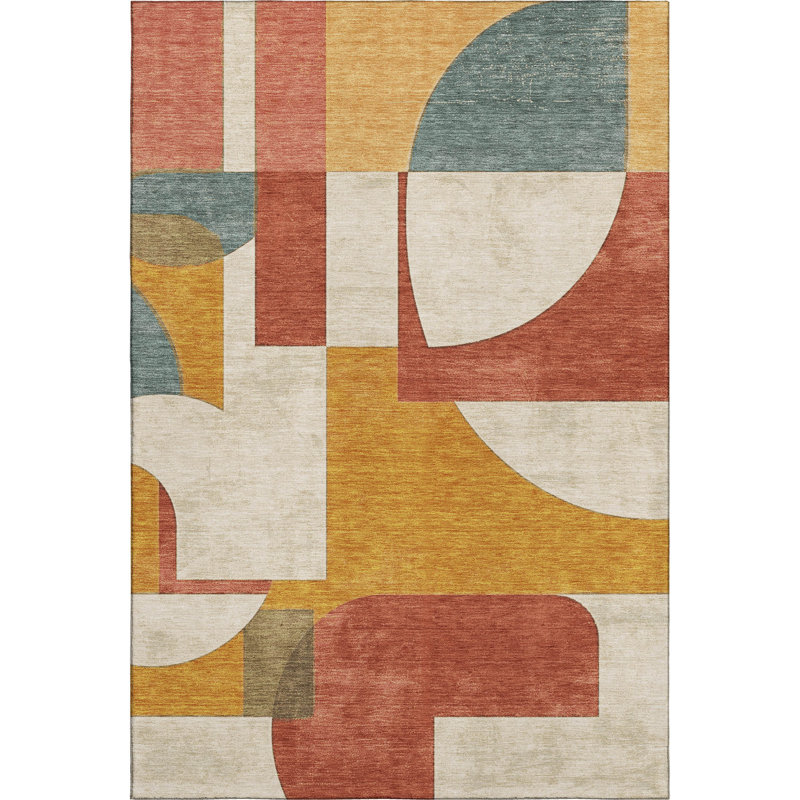 Premium Machine Washable Mehara AMF1692 Mid Century Rug, Rectangle 2'6" x 3'10"