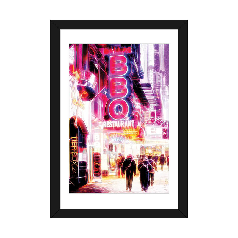 «BBQ», impression sur toile, H 32 po x l 24 po x P 1 po, Papier d'art encadré noir, Blanc