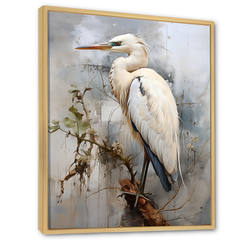 Décoration murale majestueuse héron bleu - héron, H 40 po x l 30 po x P 1,5 po, Cadre flottant érable
