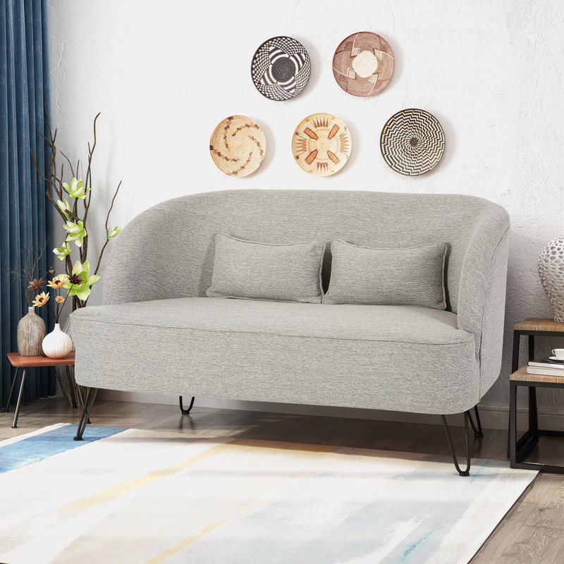 Debs Upholstered 49.5'' Loveseat, Light Gray Polyester