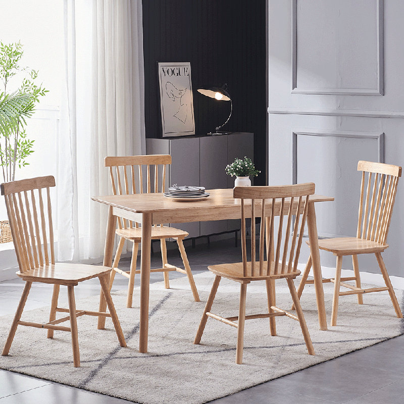 5 -Person Poplar Solid Wood Dining Set, Yellow2