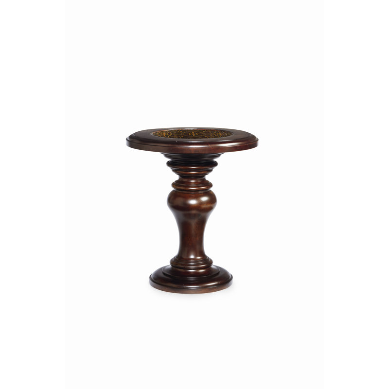 Valencia Traditional Brown Round Wood & Metal Chairside Table
