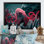 Pieuvre rouge sur fond océanique de Rolando - reproduction sur toile