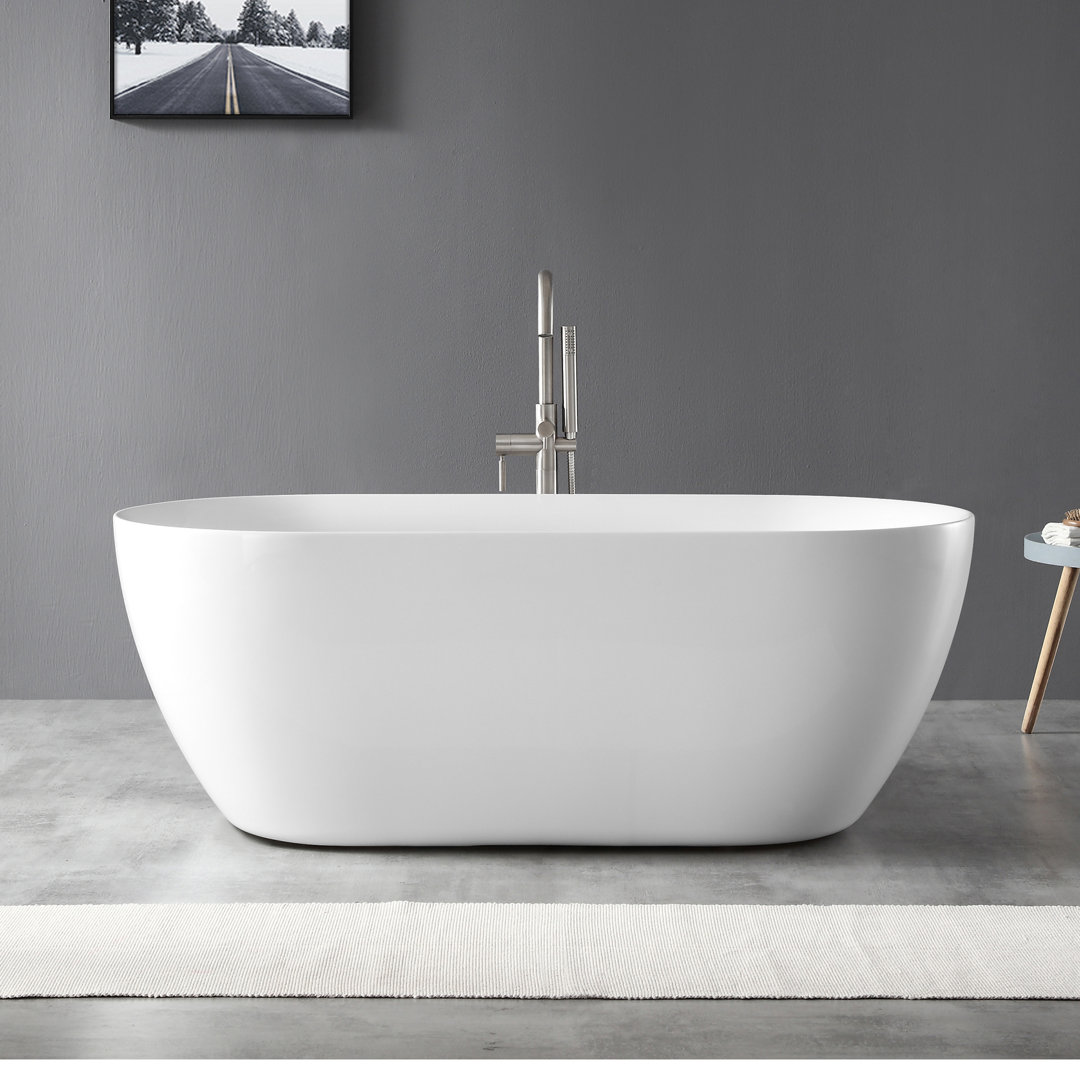 Ayago 28.35'' x 59.06'' Freestanding Soaking Acrylic Bathtub Ove Decors