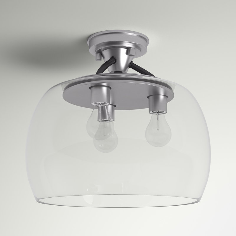 Roseta Glass Semi Flush Mount, Black/Satin Nickel