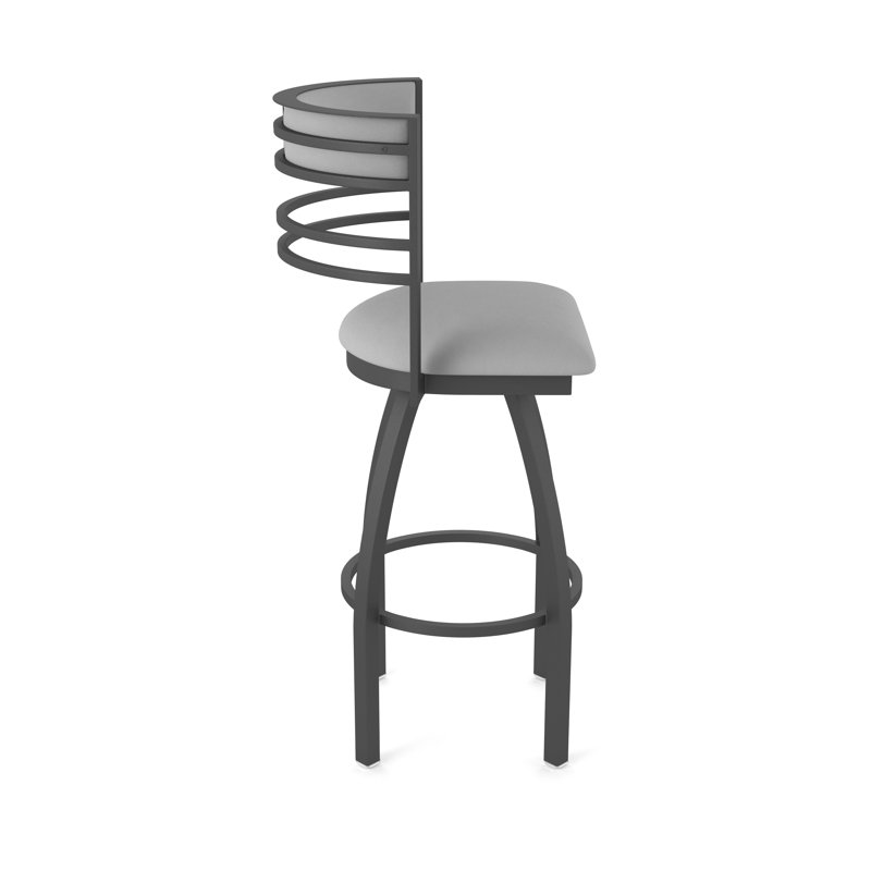 Hunter Swivel Stool, Tabouret de bar (siège d'une hauteur de 30 po), Étain, Vinyle - gris galbon Folkstone