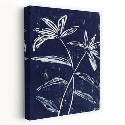 Indigo Floral II Abstract Bold Contemporary Lily Plant Wall Art