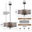 Lustre 20 lumières style ferme 20 po - métal noir et bois rétro
