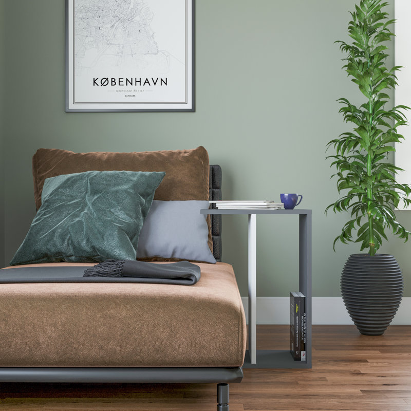 Najni End Table, Anthracite/White