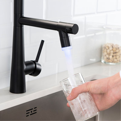 Heavy Duty Kitchen Faucet - Commercial Style Pull Down Matte Black With Single Handle Pre-Rinse Construction Sink Spring