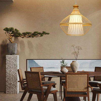 Luminaire suspendu en bambou Art, abat-jour lustre en osier de bambou chinois, lanterne décorative de restaurant de maison de thé, lumières suspendues de salon de décorations de maison, pour table de salle à manger