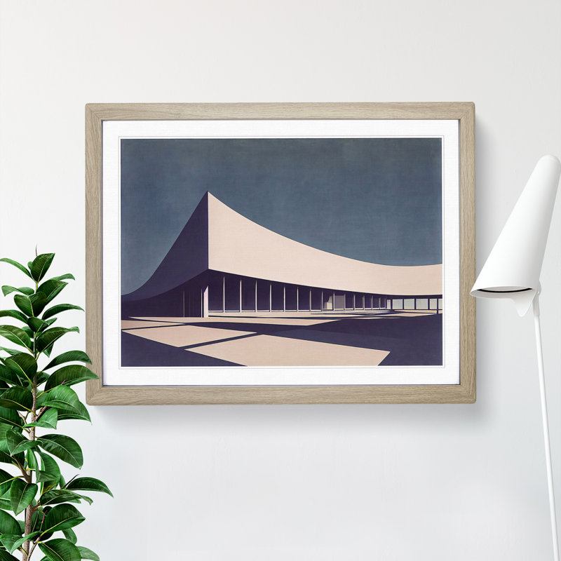 XH1022-6068X Modern Building Architecture Vol.2 - Single Picture Frame Print, 46cm H x 64cm W, Oak