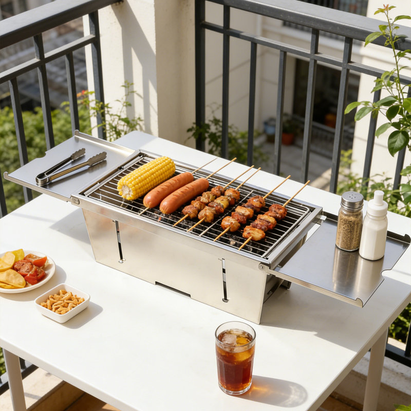 Barbecue portatif au charbon pliable