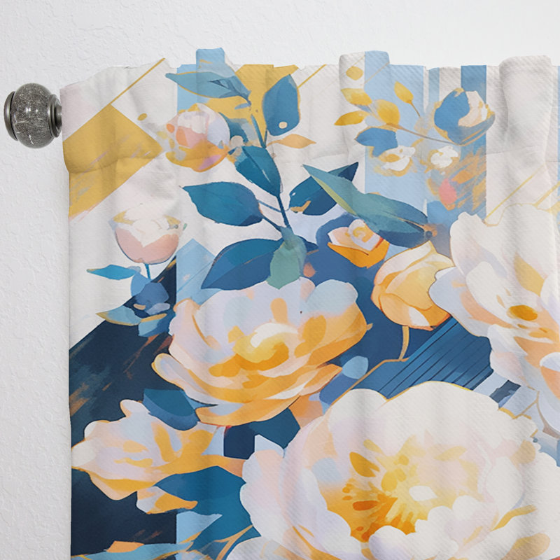 Edom Peony Whispers Bouquet II - Modern Curtain - Velvet Room Darkening - 1 panel, 52" W x 63" L