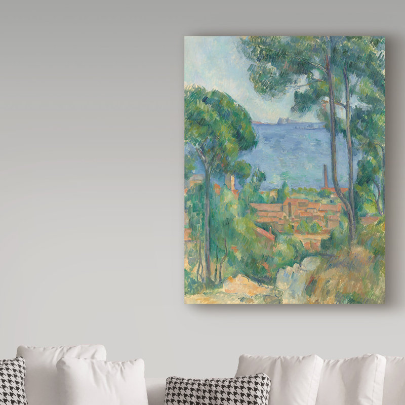 Vue sur L par Paul Cezanne - reproduction sur toile, H 19 po x l 14 po x P 2 po