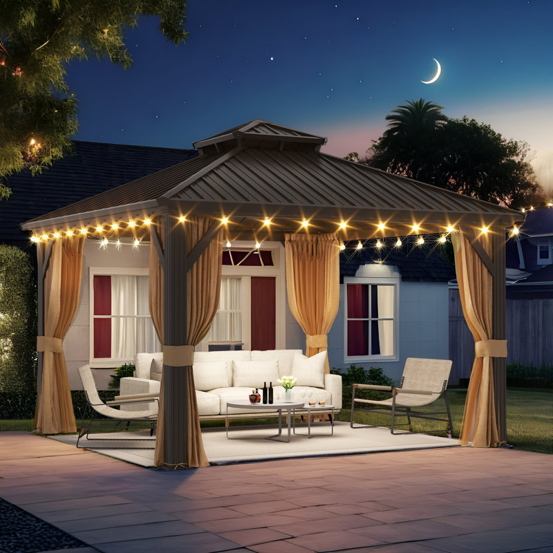  12 Ft. W x 12 Ft. D Galvanized Steel Patio Gazebo