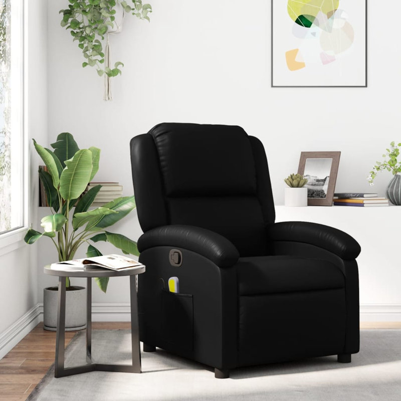 Fauteuil de massage en faux cuir, Similicuir noir
