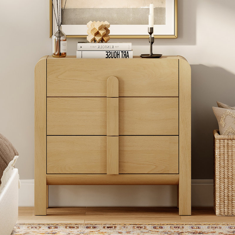 Adora 31.5" Wood Accent Cabinet With Drawers, Modern Credenza Storage Cabinet With Curved Profile Design For Living Room, Kitchen, Dining Room, Hallway