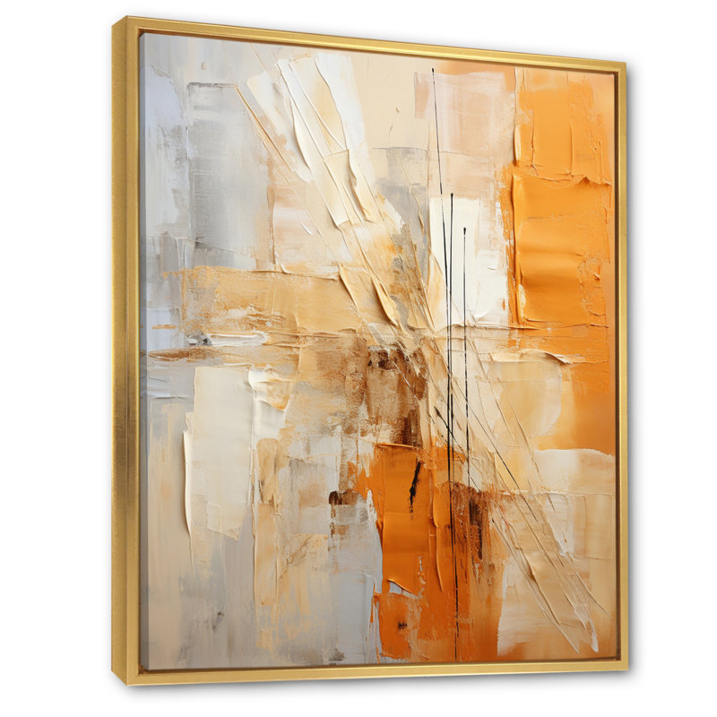 «Glam Orange Beige Collage IV», reproduction d'art sur toile encadrée, Reproduction avec cadre flottant, H 32 po x l 16 po