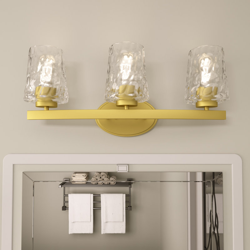 Luminaire de salle de bain à 3 lumières en acier à intensité variable Saratoga, certifié UL, Paillettes laiton